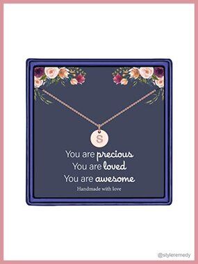 14K Gold Plated Rose Gold Plated Sterling Silver Disc Initial Pendant Necklace